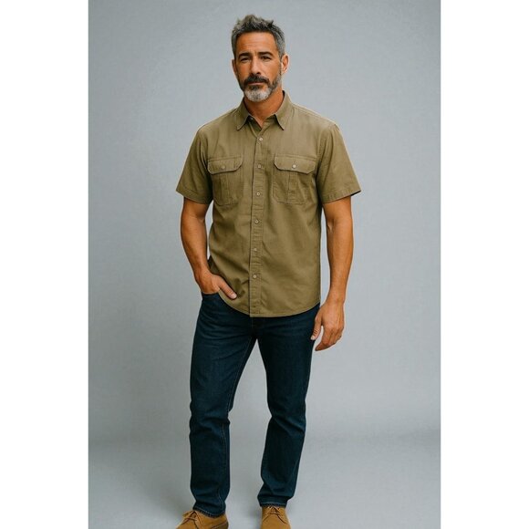 Ocean Current Mens Olive Green Short Sleeve Button-Up Shirt - Picture 2 of 12